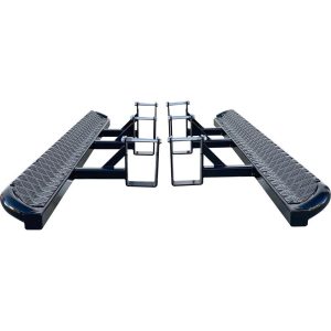 FORD RANGER PX1 – PX3 ANGLED ROCK SLIDERS / SIDE STEPS – P/C ALLY CHECKERPLATE TREAD