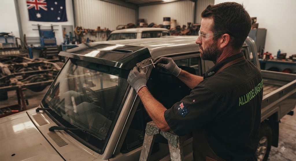 durable fibreglass cab visor setup