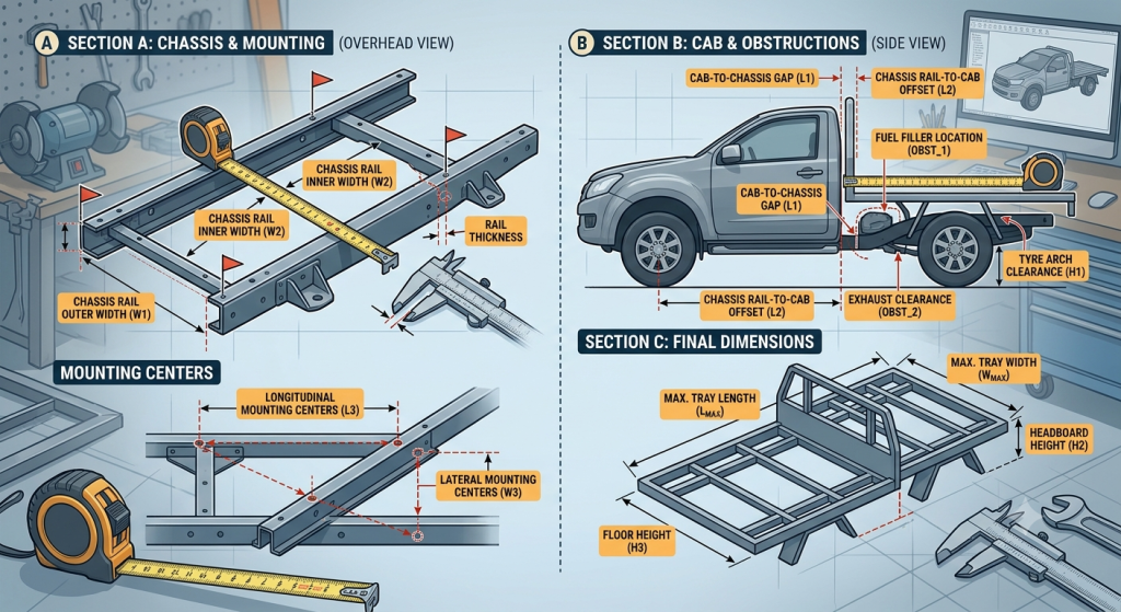 how to measure ute tray fitment