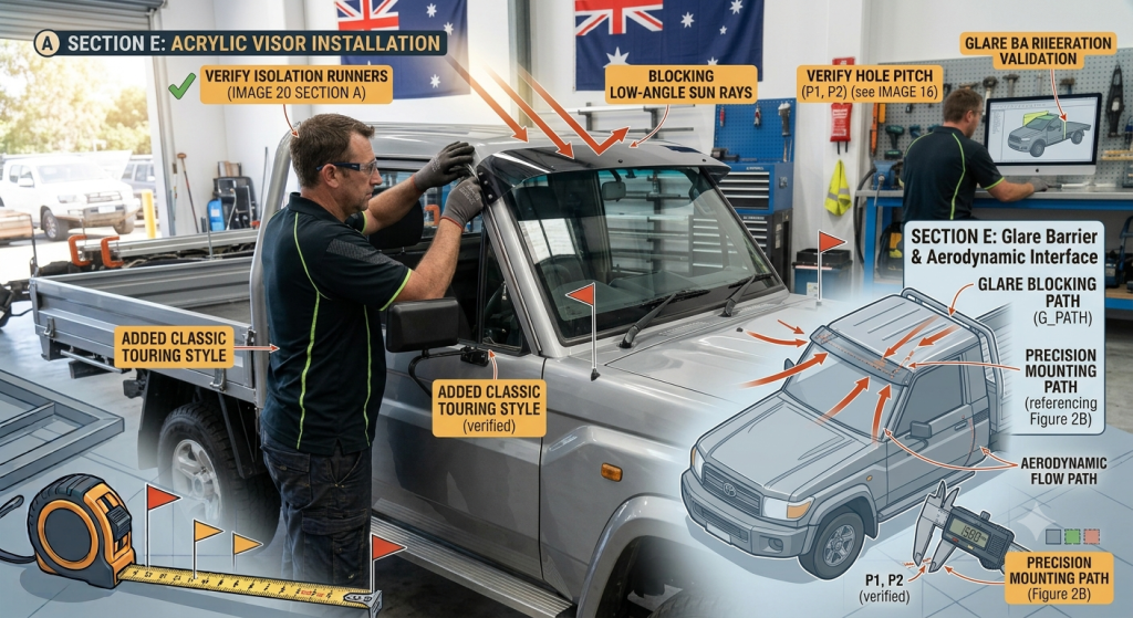 ute acrylic sun visor installation
